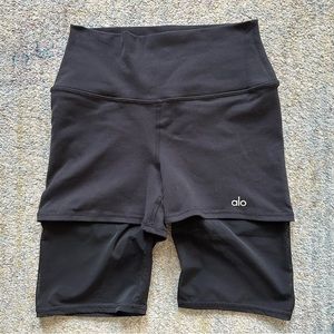 ALO Yoga Mesh Biker Shorts Black Size S